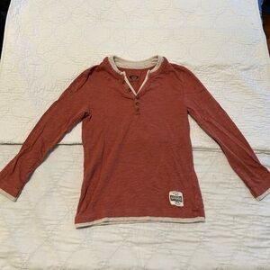 Appaman Long Sleeve Henley Shirt - Rust and Cream